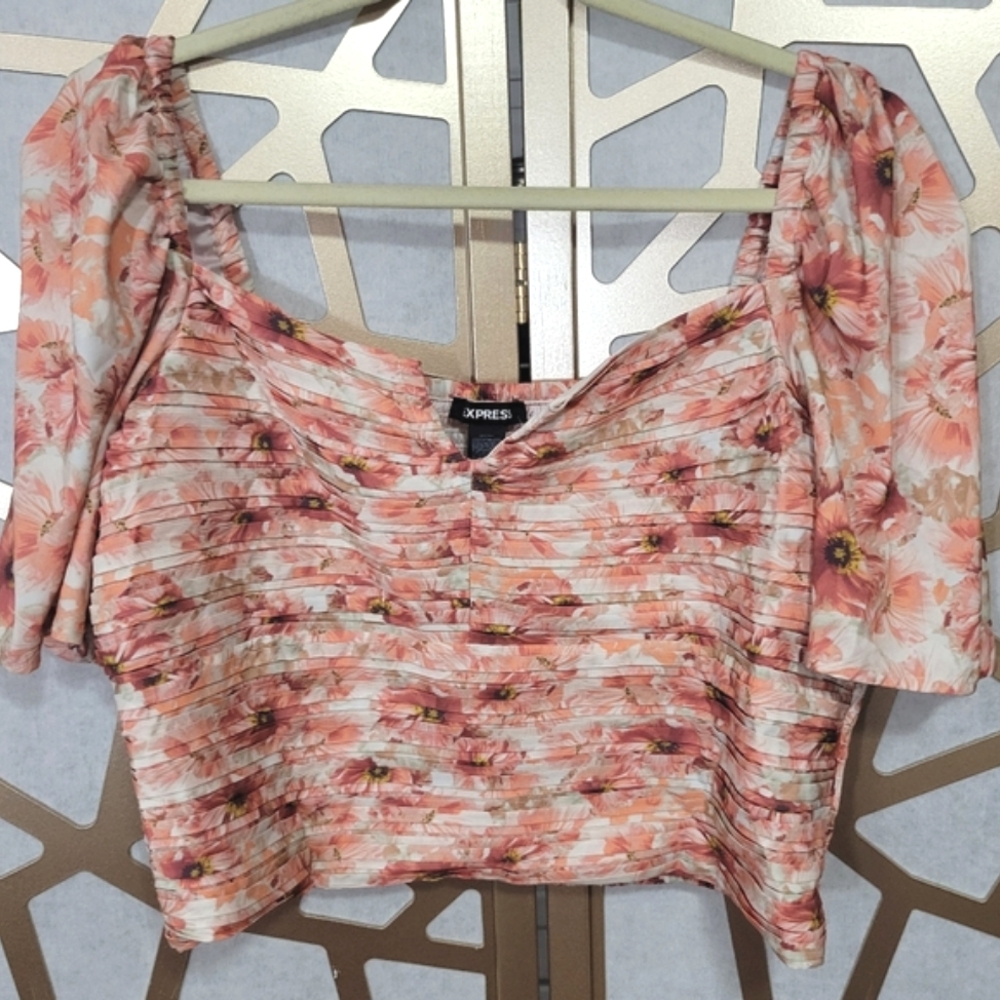 NWT EXPRESS Floral Pintuck Pleat Blouse